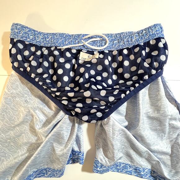 Con.Struct Tidal Wave Print Swim Shorts Blue White Mens Large Beach Pool Lake - Picture 9 of 9